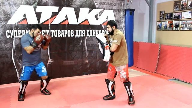 Отработка ударов на щите для ударов (макиваре)