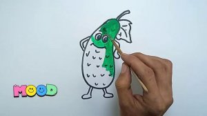 Cucumber drawing for children. Bolalar uchun bodring rasmini chizish Рисунок огурца для детей