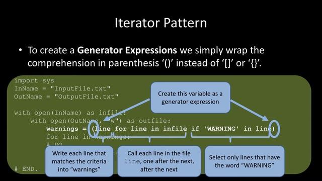Python: Iterator Pattern (Generators)