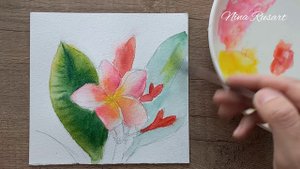 Как нарисовать плюмерию акварелью. Рисуем плюмерию. Watercolour painting for beginners