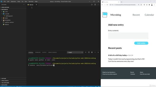 07 - Backend Development with Flask - 008 Setting up our Microblog project with Flask