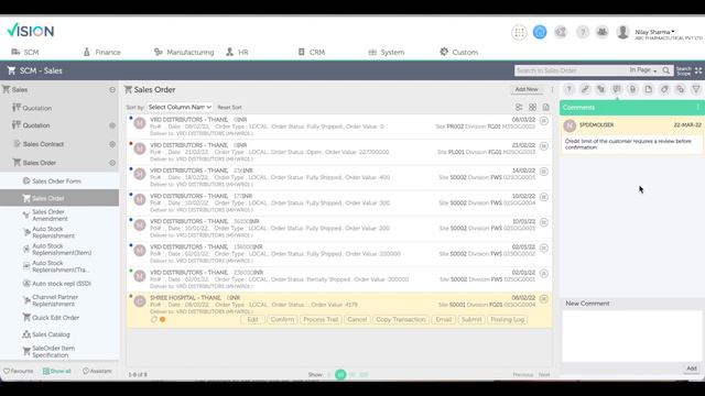 Vision ERP - Comment Overview. Proteus Technologies Pvt Ltd. 2023