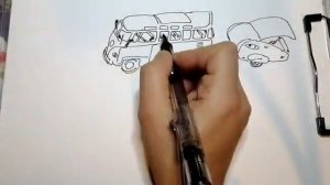 Time Lapse  Drawing VW Bus Samba