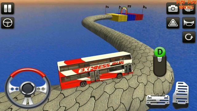 Impossible Bus Driving Simulator 3D Sky Tracks - Android Gameplay - Games for Android смотреть онлайн