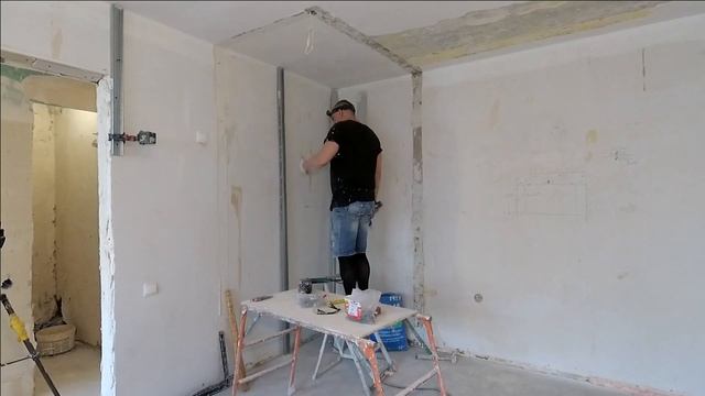 КАК СОБРАТЬ ПЕРЕГОРОДКУ ИЗ ГИПСОКАРТОНА ПОД ШКАФ КУПЕ