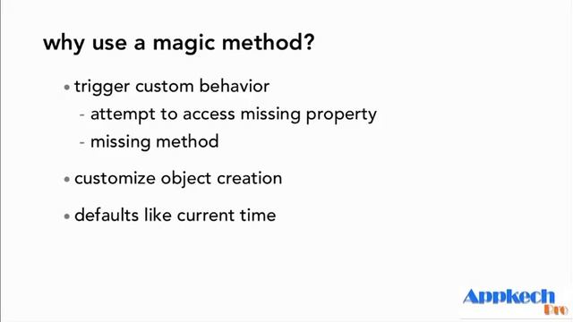 Object-Oriented Programming with PHP : What is a magic method, and do I need one