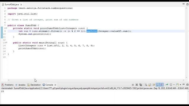 Sum of Odd Integers using Java Stream API with and without sum() смотреть онлайн