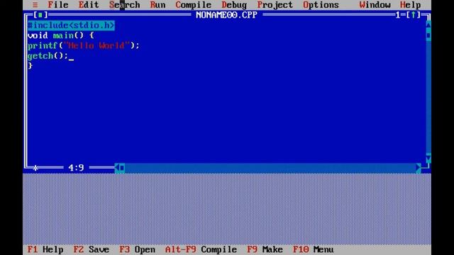 How to Print Hello World in C Language using Turbo c++