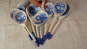 Деревянная ложка гжель | Деревянная расписная ложка