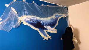 Роспись стены в стиле реализм. Техника аэрография. Кит ?