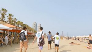 Best in Barcelona // Barceloneta Beach, Spain Walking Tour 4K