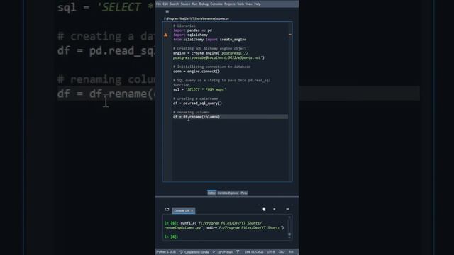 Renaming Dataframe Columns #python #pandas #datascience #sql #pythonprogramming #coding