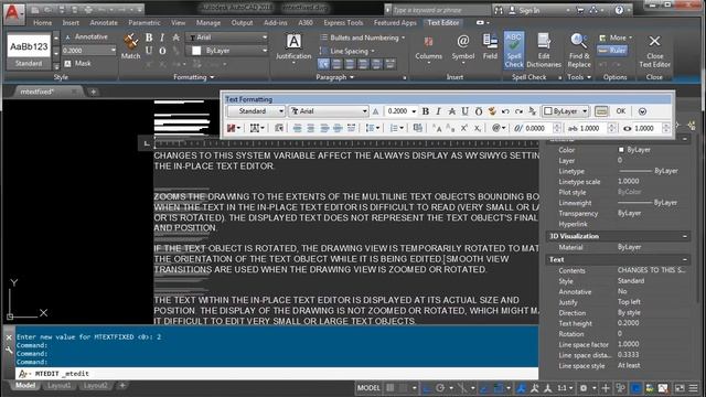 Multiline Text and System Variables in AutoCAD