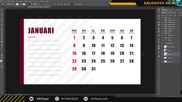 Desain dan Mockup Kalender Duduk | Tutorial Photoshop