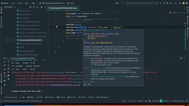 JDBC Part2 V6 - Updatable ResultSet Update