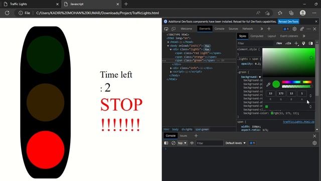 Traffic Lights || JavaScript Project || InfySkill || Edutech