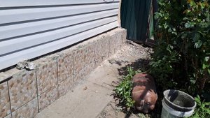 Облицовка цоколя керамогранитом, Дом 99лет   Facing of the basement with granite, House 99let