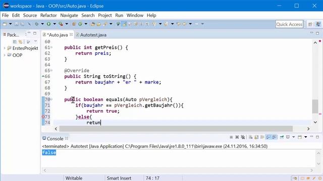 05 Klassen und Objekte V - Vergleich mit equals-Methode смотреть онлайн
