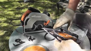 Пила Evolution - R185 CCSL. Тест: универсальный диск - сталь, ЦСП