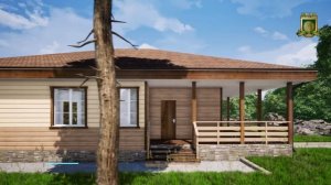 Проект одноэтажного дома с 4 спальнями и большой террасой ЗПК-1-201 Янтарный