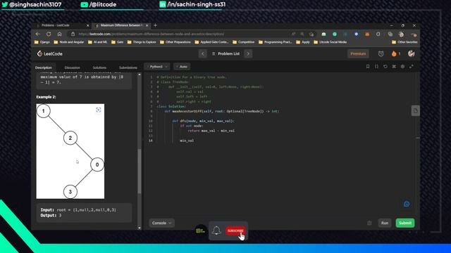 Leetcode 1026. Maximum Difference Between Node and Ancestor - Python Solution