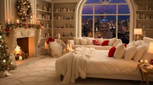 Cozy Apartment in the Winter Night  🏕  Soothing Piano Jazz Music For Work, Study, Relax & Snowfall