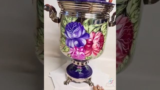 Самовар Цветы роспись - mastersamovar.ru