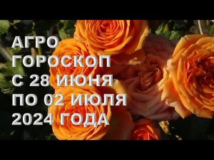 Агрогороскоп с 28 июня по 02 июля 2024 года Agrohoroscope from June 28 to July 2, 2024