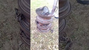 Печь для казана (10 литров) из колёсных дисков. Авторская работа.