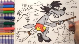 НУ, ПОГОДИ! ВОЛК Как разрисовать РАСКРАСКИ ДЛЯ ДЕТЕЙ Рисуем фломастерами (Эмилия)