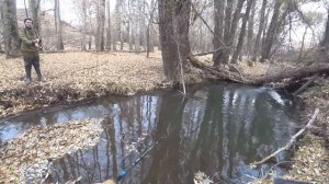 Дикая форель на лесном ручье. Осенняя рыбалка на спиннинг