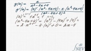 Как найти производную функции y(x) = x / (x^2 - 4x + 4)?
