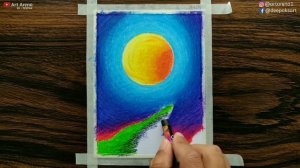 Colourful Night Sky drawing with Oil Pastels - step by step