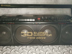 Vintage Hitachi TRK-3D80E 3D Super Woofer Boombox Ghettoblaster.
