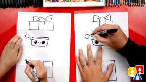 How To Draw Santa In A Present - Folding Surprise. Как нарисовать Санта Клауса и подарок.