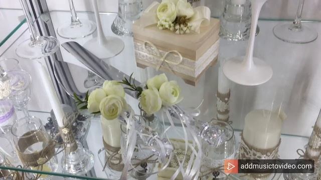 Свадебный нож и лопатка для торта "Белый пион" смотреть онлайн