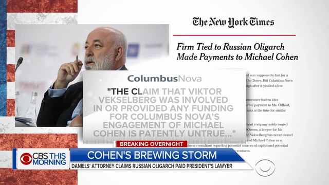 Stormy Daniels' lawyer claims Russian oligarch paid Trump attorney