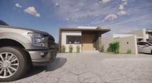 1 этажный коттедж - флэтхаус 6 х 6 м с плоской кровлей, современная архитектура, минимализм