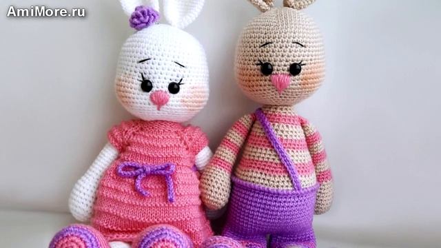 Амигуруми: схема Парочка зайчиков. Игрушки вязаные крючком - Free crochet patterns. смотреть онлайн