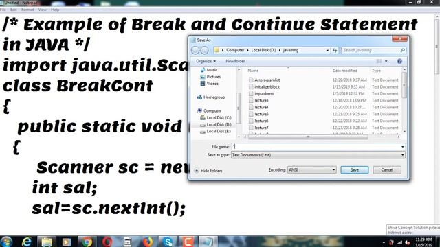 Break and Continue Statement Example in JAVA смотреть онлайн