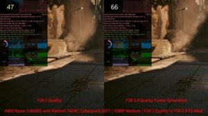 AMD Ryzen 5 8600G with Radeon 760M | Cyberpunk 2077 | 1080P Medium | FSR 2 Quality vs FSR 3.0 FG Mo