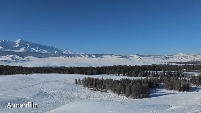 Курайская степь и долина Юстыт. Зимний Алтай