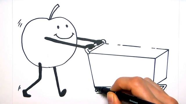 Нарисуй и раскрась ВЕСЕЛЫЕ ФРУКТЫ! Яблочко и бананчик! \\ Рисование для мальчиков!