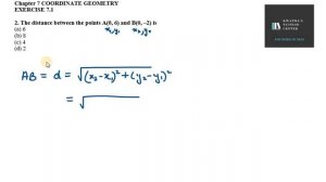 2. The distance between the points A (0, 6) and B (0, –2) is