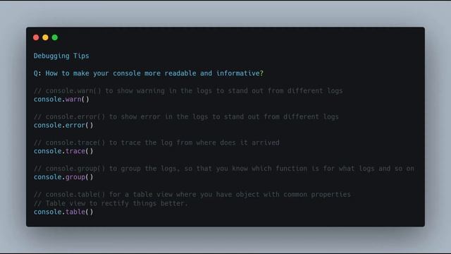 Debugging Tips  - Level up your Console Game!