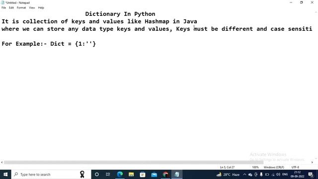 Dictionary with Keys and Values in python | Simple example to create dictionary. #python