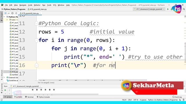 Python Star Asterisk Pyramid Pattern - Python Pattern Programs - Python projects with source code
