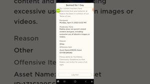 забанили на 1 день в роблоксе