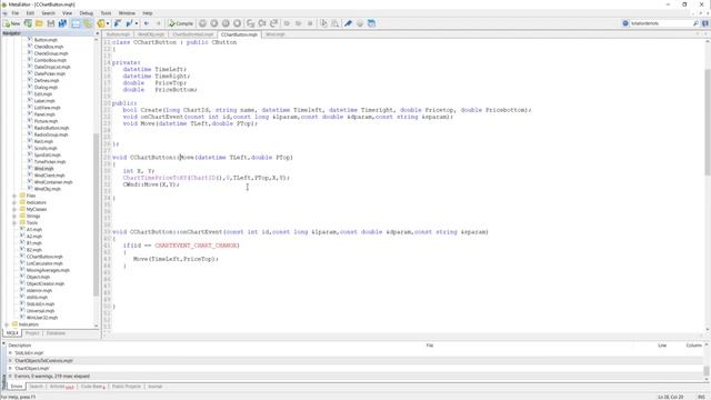 MQL4 Programming: Creating a Drag-Enabled Chart Object Button with Time and Price coordinates (OOP)