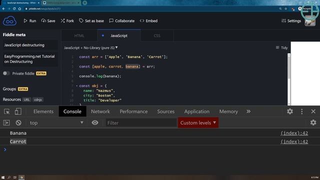 Easy JavaScript - Destructuring (58)